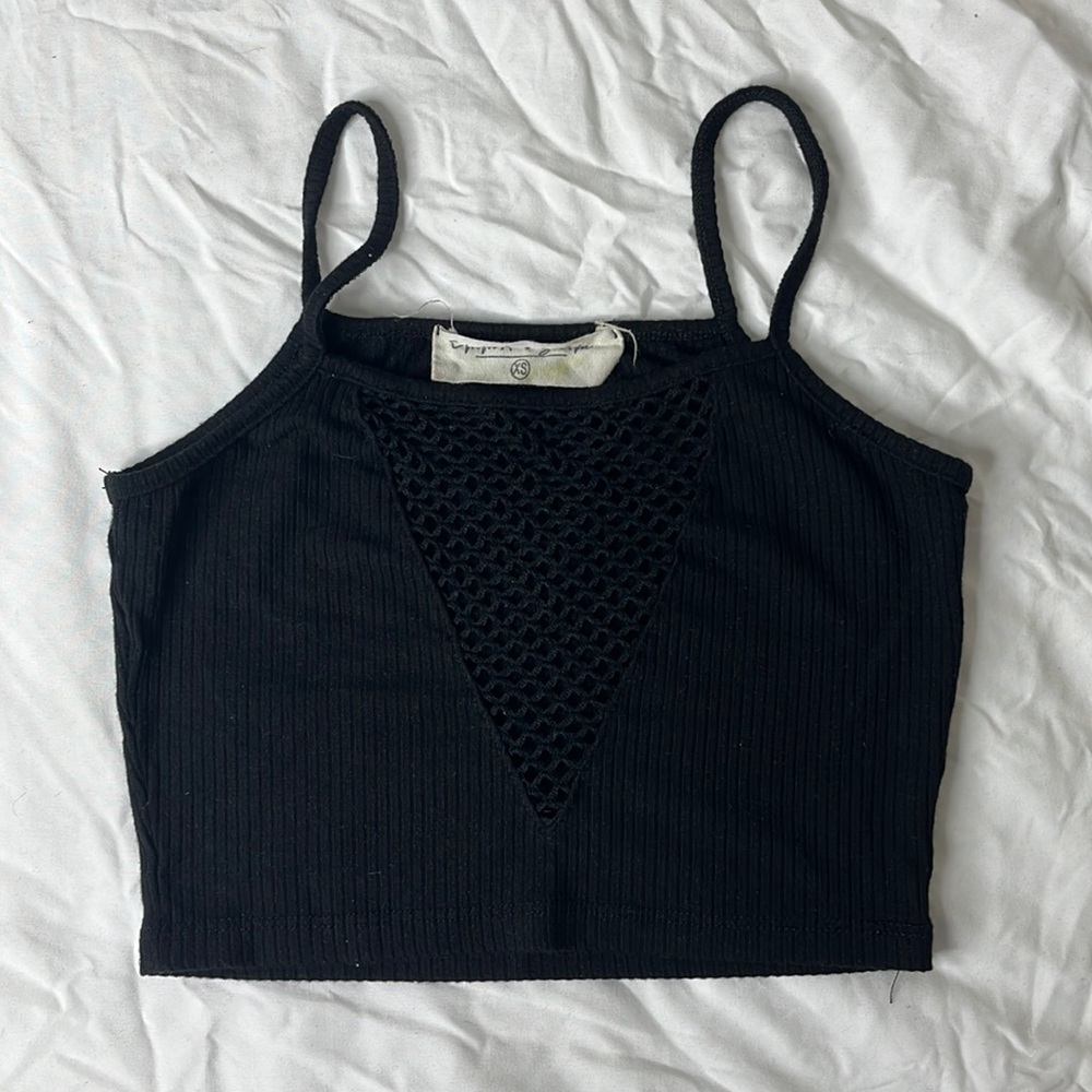 LF Mesh Cropped Black Tank